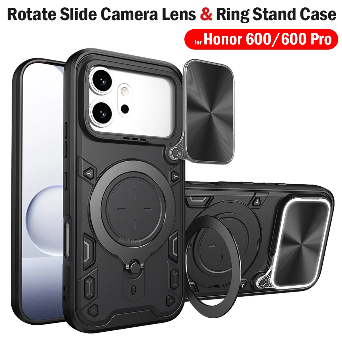 Ultimate Slide Camera Lens Protection Phone Case with Magnetic Ring Holder - Shockproof & Stylish