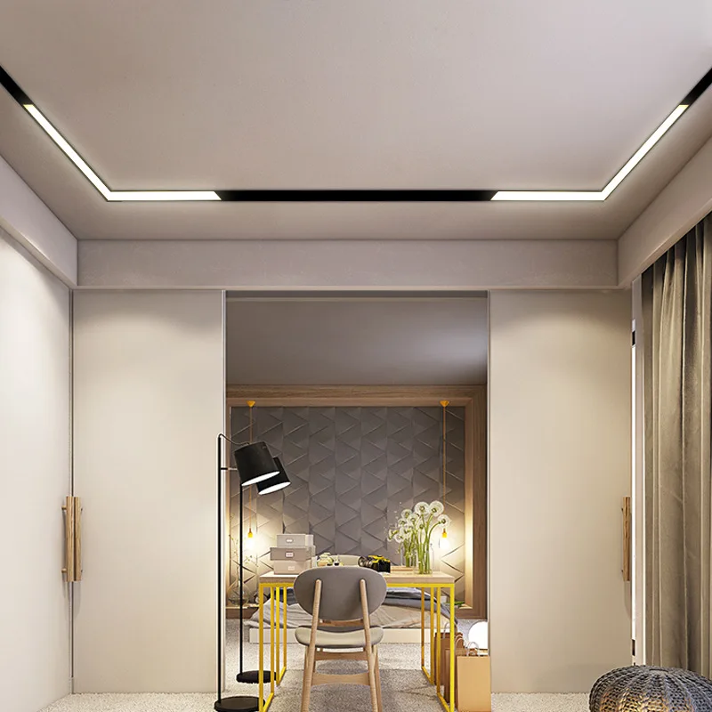 LED Magnetic Double Track Light L Style Flood Lamp Modern Embedded Flexible Linear Fixture LED Spotlight Ceiling Indoor Living 6
