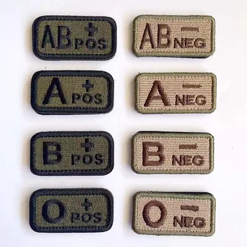 2.5*5CM,A B AB O POS-NEG Blood Type Badges Fabric Applique Embroidery Hook and Loop Patches,Military Tactical Patch On Backpack