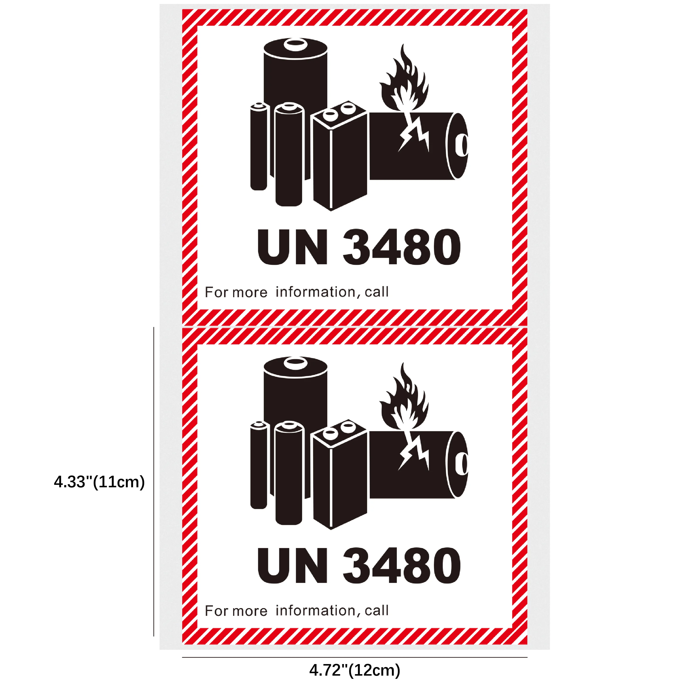 UN3480 Labels Lithium Ion Battery Transport Caution Shipping Warning Labels for Replacement Batteries 20/50/100pcs 4.7" x 4.3"