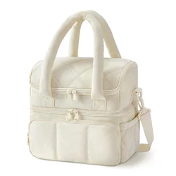 Double - Layer Insulated Lunch Bag-Durable Thermal Tote with Large Capacity (Beige)