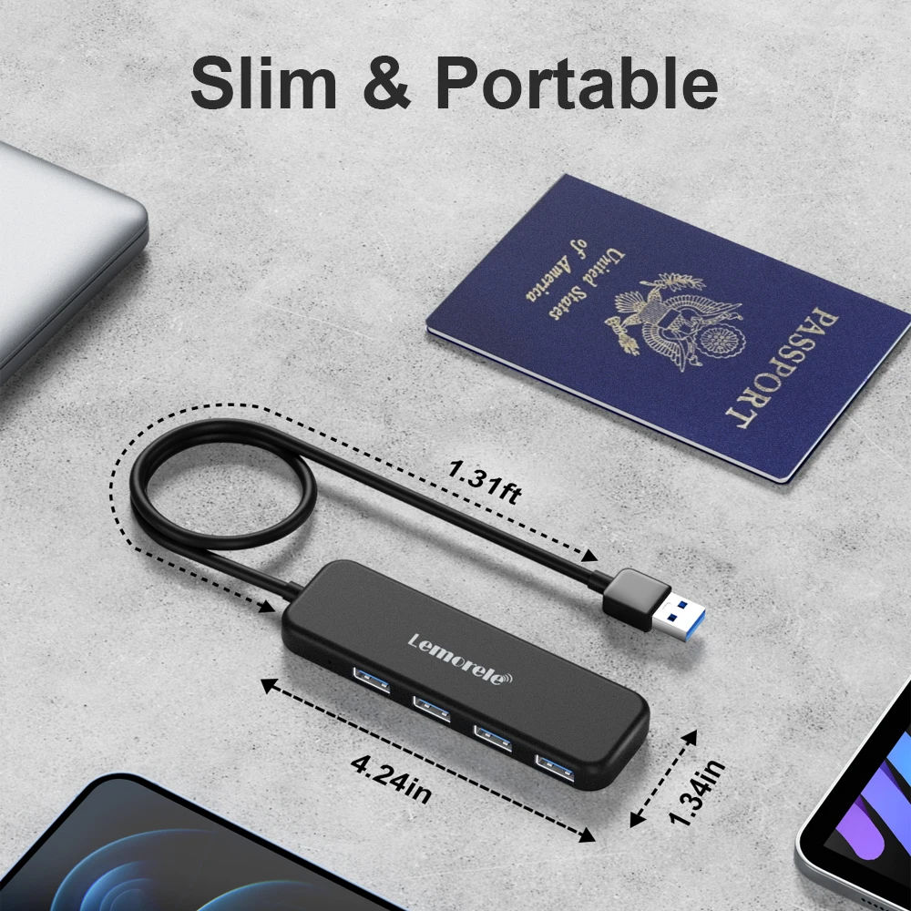 Lemorele-usb tipo c Hub Adaptador Usb 3.0 Alta Velocidade Transmissão de Dados para Laptop Janela Portas - Imagem 3