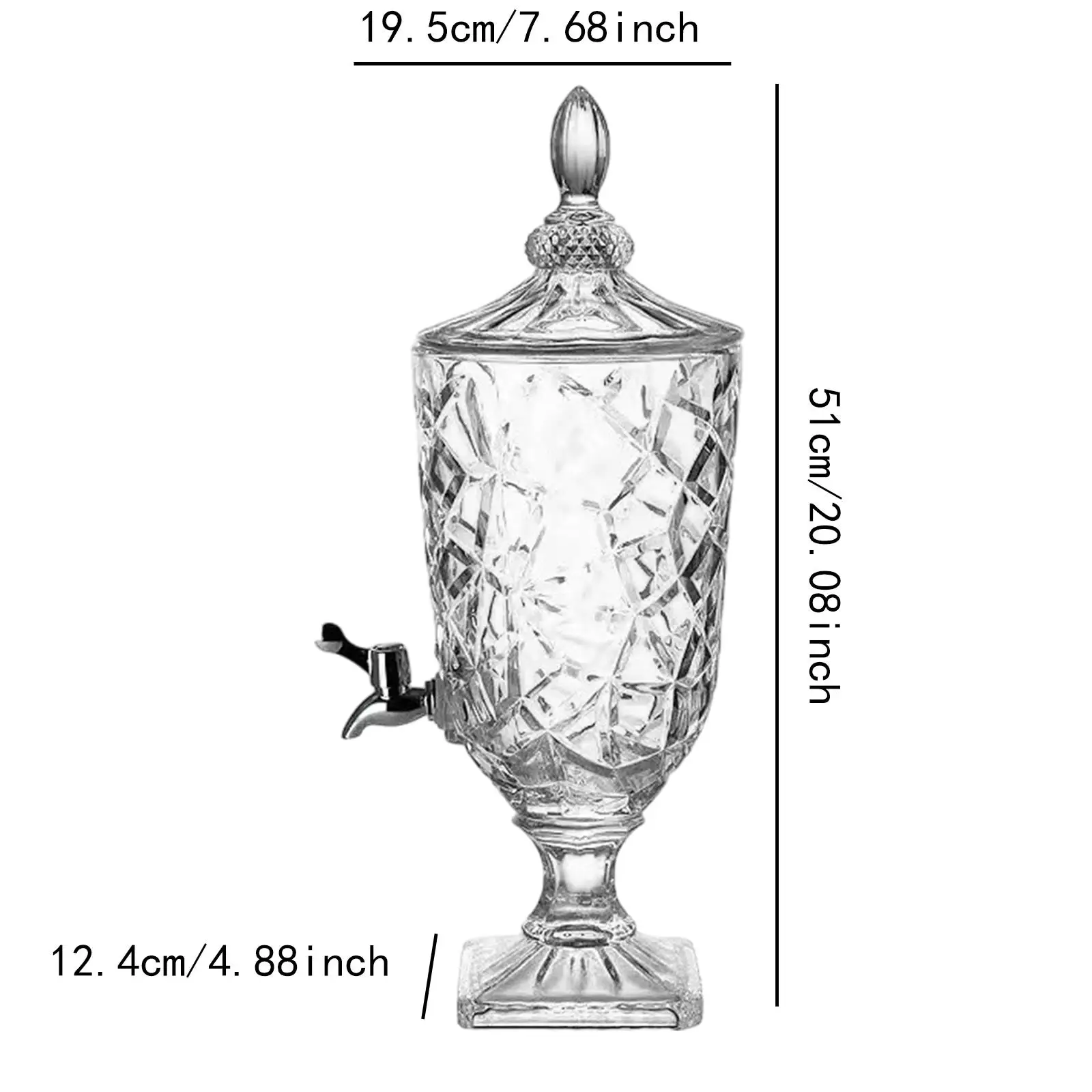 Glass Pitcher Clear Beverage Dispenser with Spigot for Drink Water Lemonade