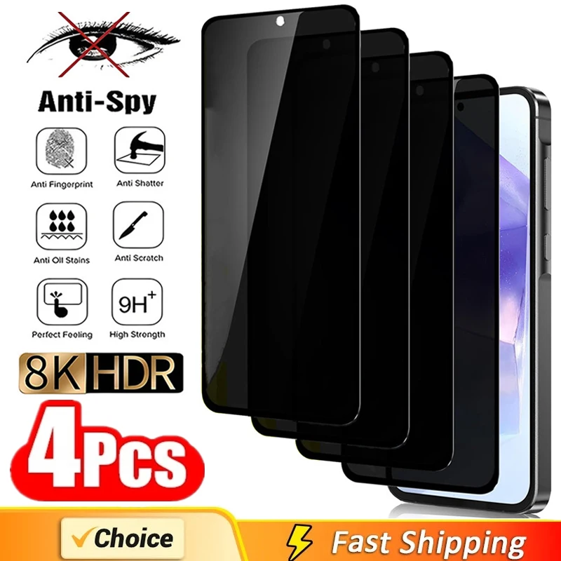 

4Pcs Privacy Screen Protector for Samsung A55 A15 A54 A34 A13 A14 A53 A52 A33 A23 A32 A51 A22 A71 S10E Anti-spy Tempered Glass