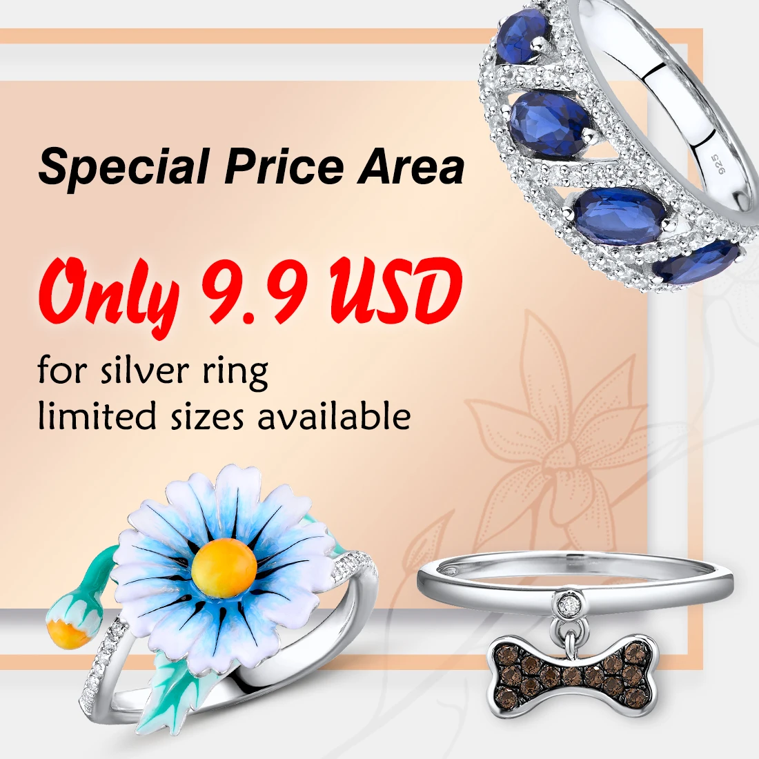 SANTUZZA Silver Ring For Women 925 Sterling Silver Colorful Stones White CZ Rings Fashion Gifts Fine Jewelry Handmade Enamel