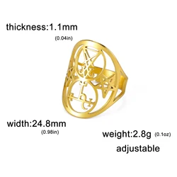Enchanted Lilith Sigil Stainless Steel Protection Ring - Adjustable Unisex Amulet Jewelry Gifts Wholesale - Adjustable (Gold)