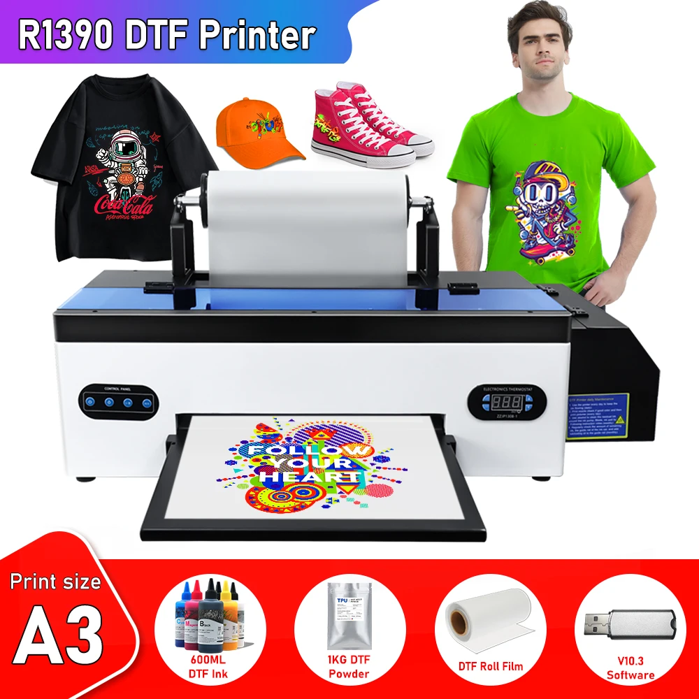 a3 dtf printer R1390 impresora dtf a3 T-shirt Printing Machine dtf