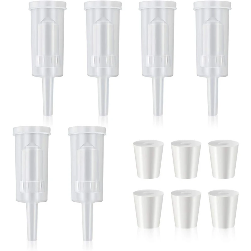 

Fermentation Airlock, 6 Pack Brewing Airlock Wine Beer Airlock With Rubber Airlock Stopper Carboy Bung Twin Bubble Airlock For W