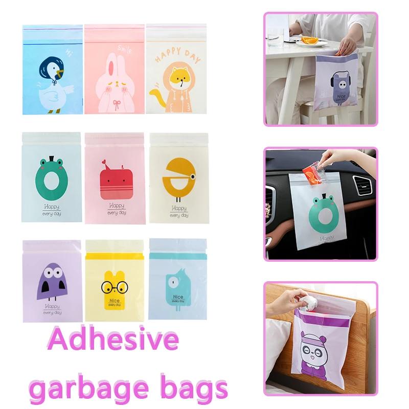15PcsPortableGarbageBagsKitchenThickenedStickyGarbageBagsDisposableCarGarbageBags