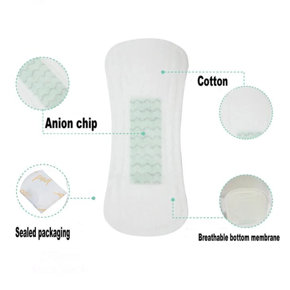 90Pcs/3Pack Anion Sanitary Pads Kill Bacteria Panty Liner Anti Inflammation Remove Yeast Infection Menstrual Pad Anion Sanitary 6