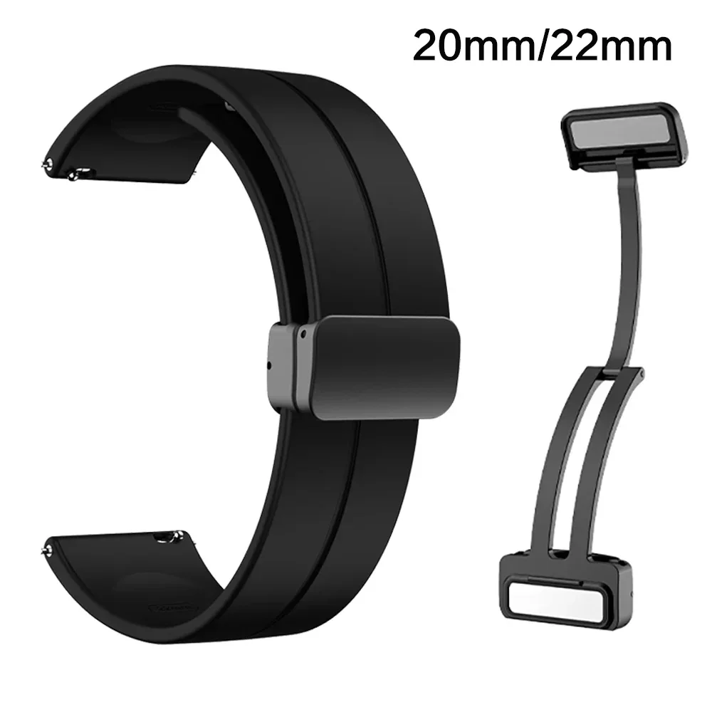 

20mm/22mm Band For Amazfit GTS 3/2/2e/GTS2 Mini/GTR 42mm/47mm/GTR 3/3 Pro/2/2e Magnetic Buckle silicone correa Amazfit bip strap