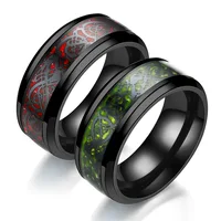 Classic 8mm Black Tungsten Wedding Celtic Dragon For Men Fashion Stainless Steel Red Carbon Fiber Ring Band 2
