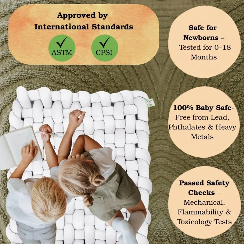 Tappetino in peluche intrecciato per bambini – Tappetino da gioco morbido e lavabile, tappeto intrecciato per regalo per la doccia della scuola materna, grande cuscino da pavimento per bambini - immagine 4