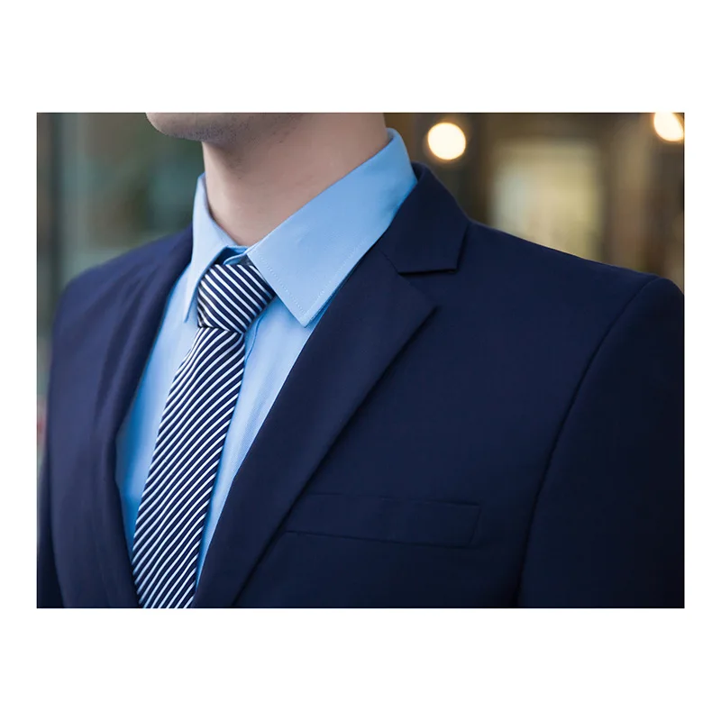 

LE260Blue suit men's suit white collar professional small suit business office with groom wedding dress