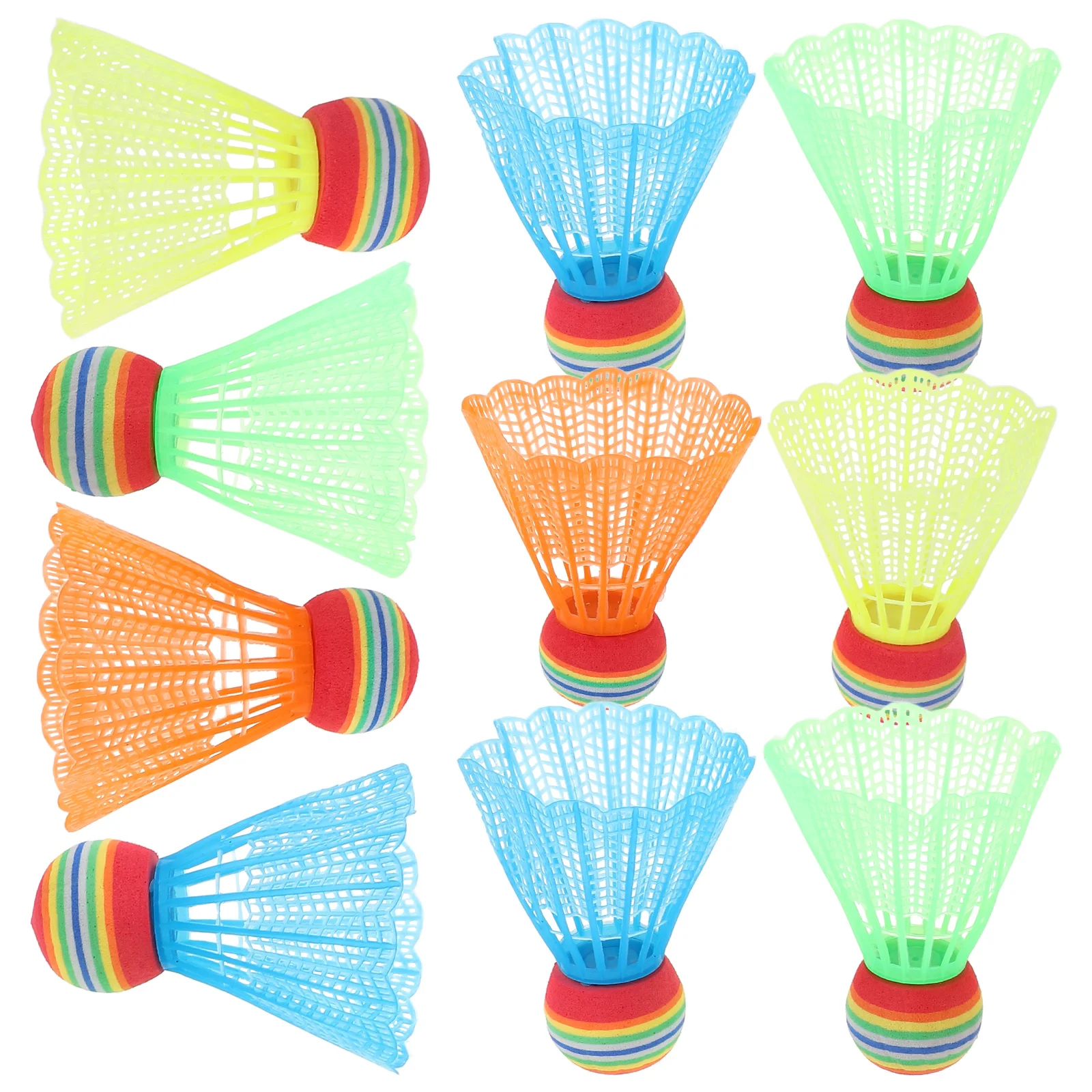 12 Pcs Colorful Shuttlecock Badminton Balls Durable Plastic Light Weight Sports Equipment Racquet Games Fitness Accessories
