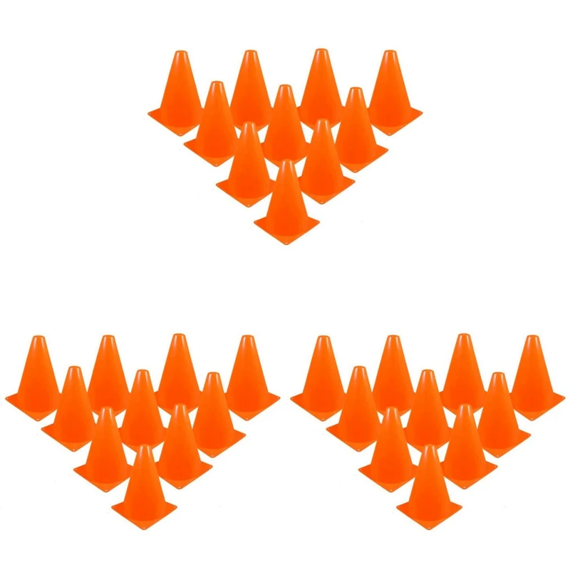 

ELOS-30 Pcs Traffic Cones - 7 Inch Of Multipurpose Construction Theme Party Sports Activity Cones For Football Training