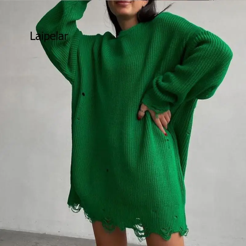 

Women Zipper Polo Neck Sweaters Dress Casual Long Sleeve Oversized Pullovers Female Stitching Stripes Knitted Jumper Dress 2021