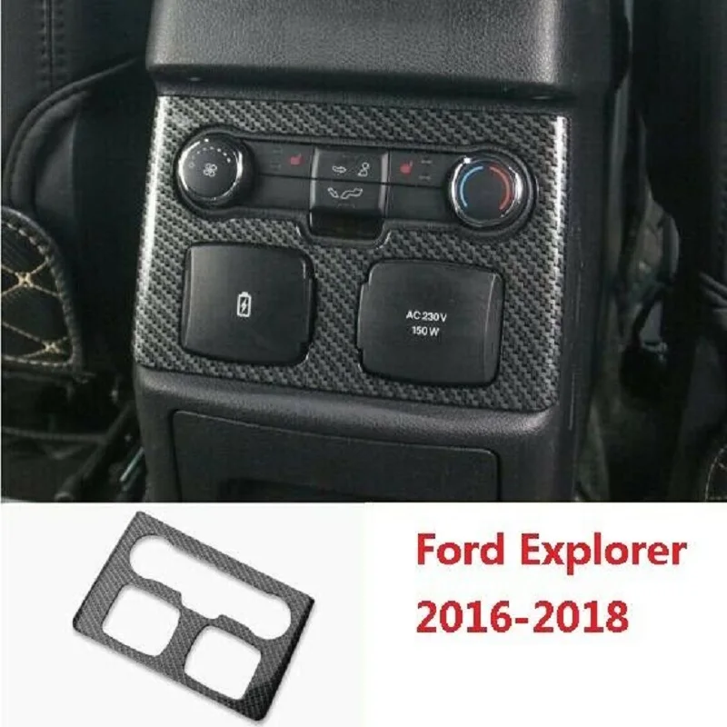 Carbon Fiber Rear Row Console panel Cover Trim Fit For Ford Explorer 2016-2018