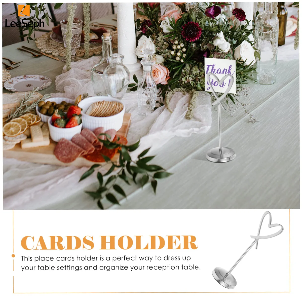 Table Number Holder 4/6/8 In Stainless Steel Picture Clips Stand for Food Signs Memos Place Cards Holder Wedding Party