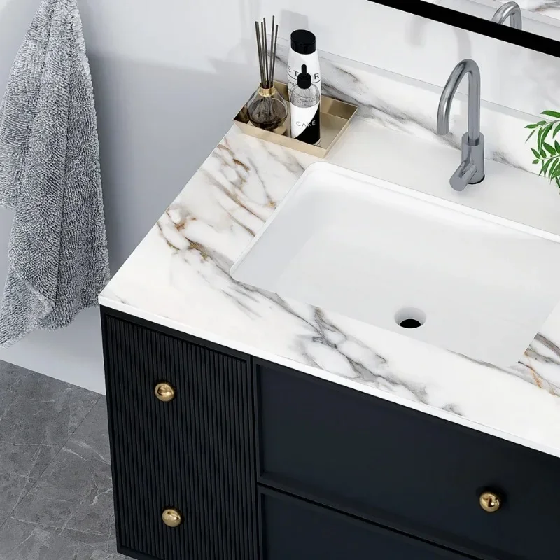 31-inch Marble Dressing Table Bathroom Cabinet Light Luxury Wash Basin Bathroom Combination Slate Integrated Basin Wash Basin 5