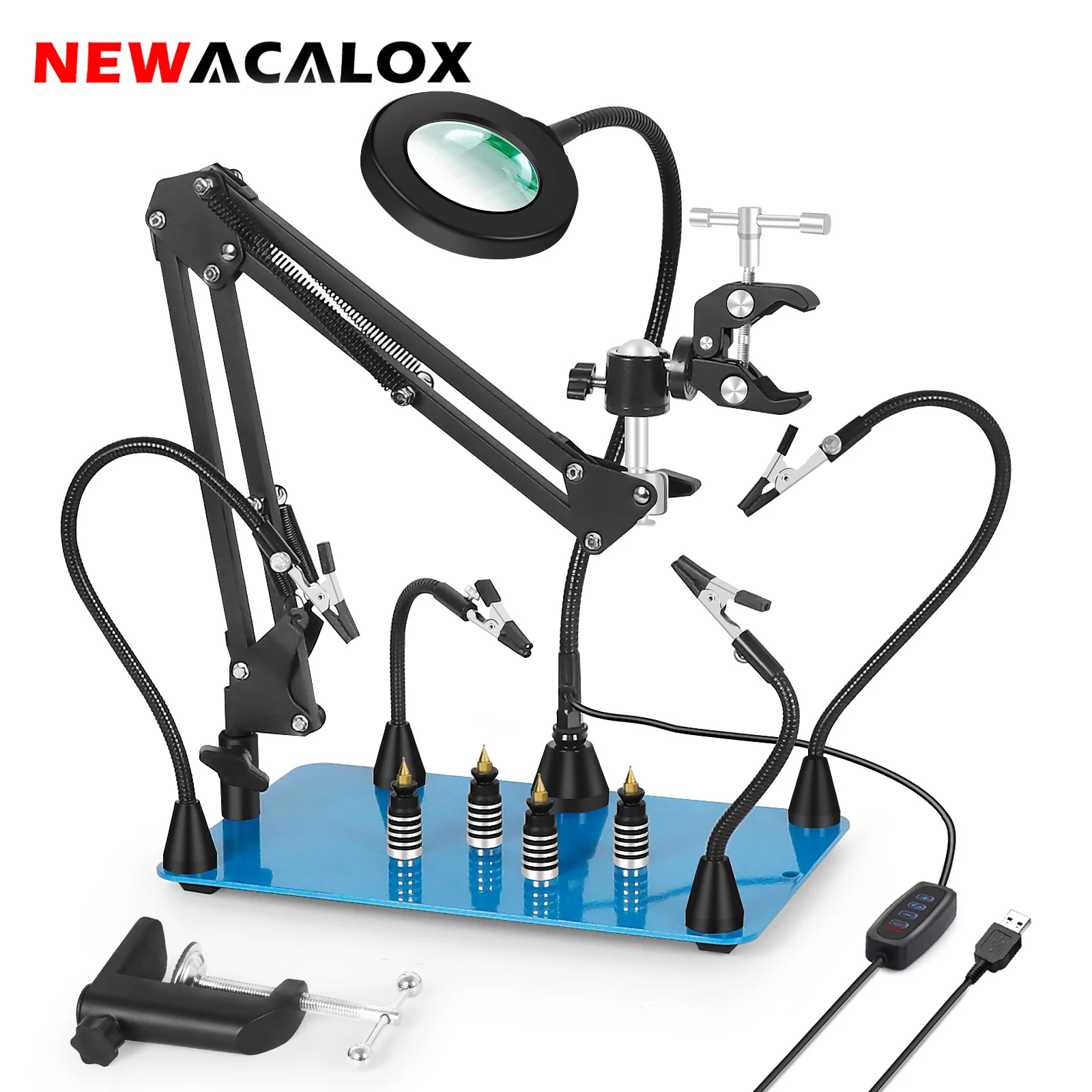 NEWACALOX Magnetic Soldering Third Hand Large Iron Plate Base Heat Gun ...