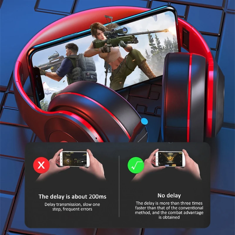 

Wireless Headphones Bluetooth-compatible Headset Foldable Stereo Gaming Earphones with Microphone for Phone PC E1YA