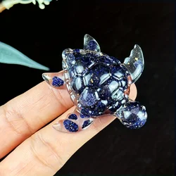 Crystal Resin Turtle Decorative Item - Handcrafted Turtle Gift (Blue sandstone)