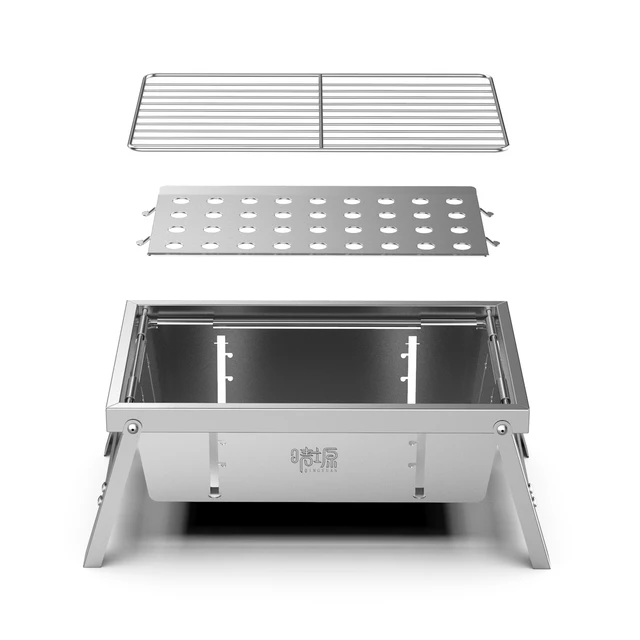 Kemping Piknik Kályha Kültéri Rozsdamentes Acél Grill Rács Összecsukható Hordozható Főzés Főző Faszén Edények - Image 3