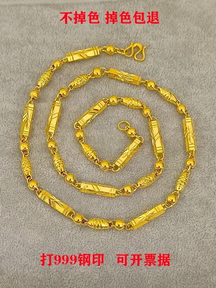 

Ожерелье с шестигранным бамбуковым узлом для мужчин и женщин, ожерелье из настоящего 18-каратного золота с имитацией 100% покрытия, не выцветающего цвета