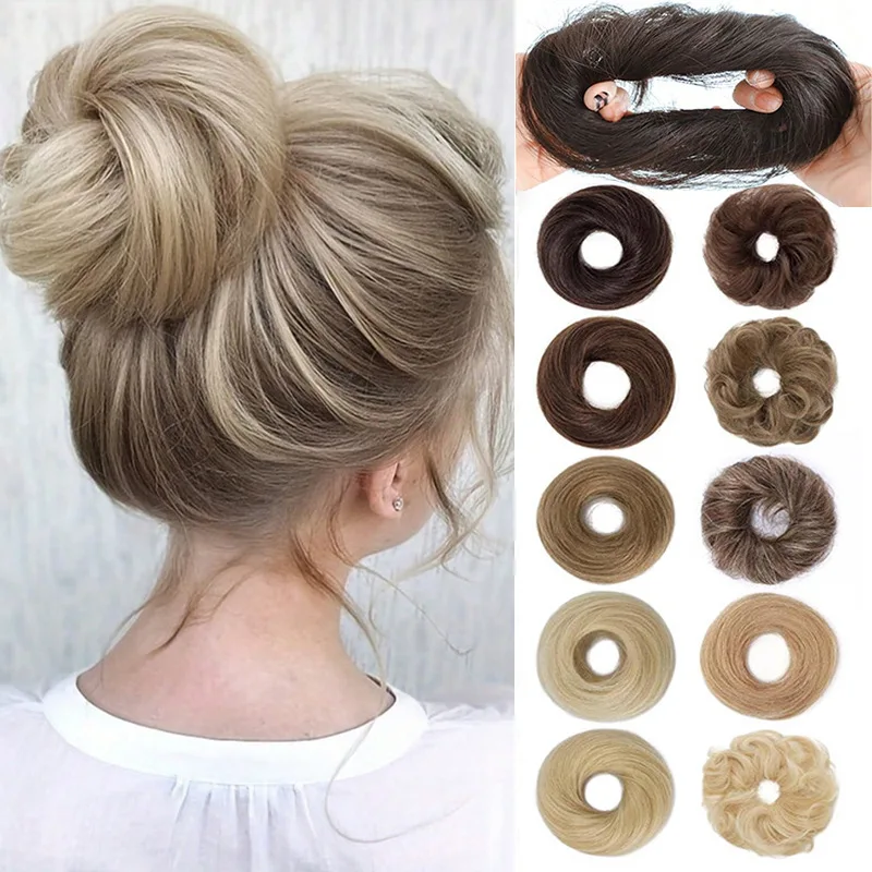 Synthetic Messy Curly Elastic Rubber Band Wave Chignon ponytail hair extensions Hair Fluffy Easy to Style Suitable