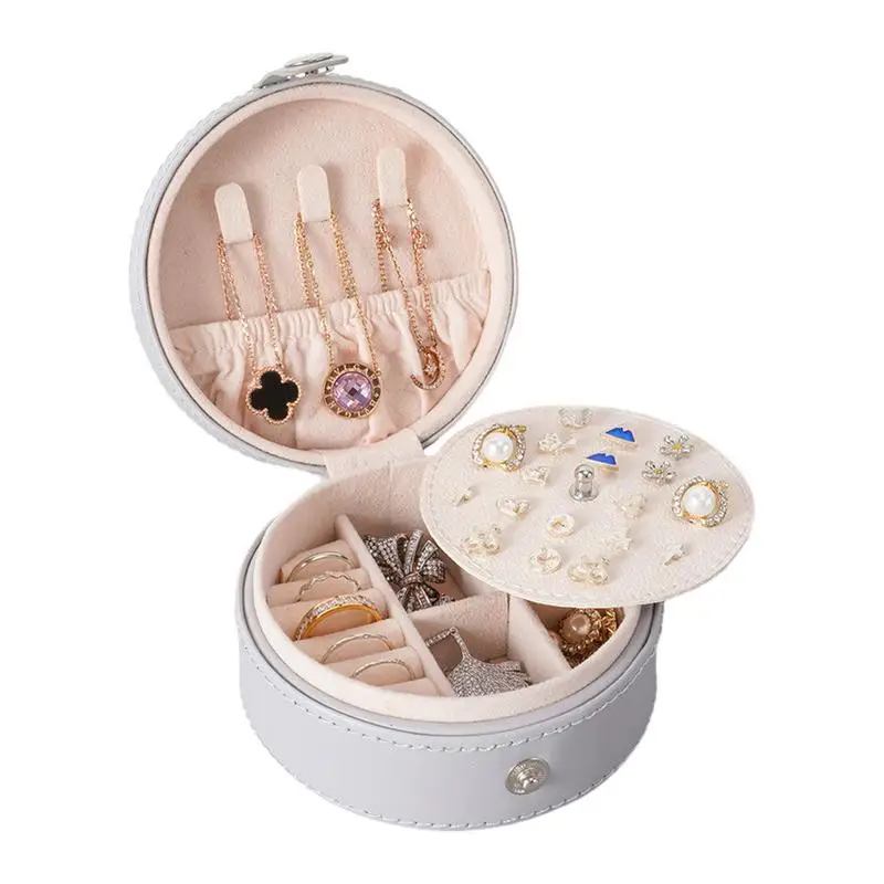 

Mini Jewelry Storage Box Portable Home Travel Earrings Necklace Storage Case Women Ring Organizer PU Leather Display Case