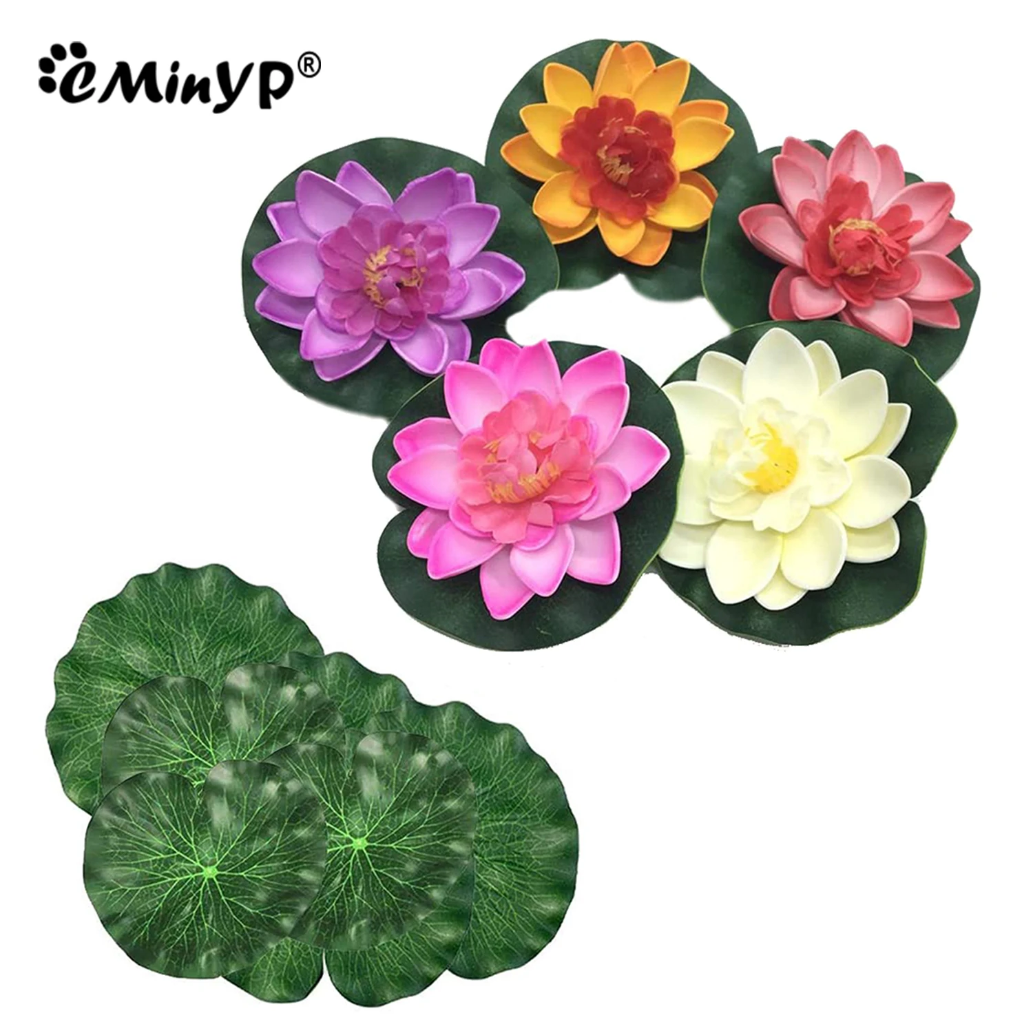 Artificial aquarium plants 5Pcs artificial floating water lily leaf EVA lotus flower pond decor simulation lotus plant for fish tank pool decoration 10cm
