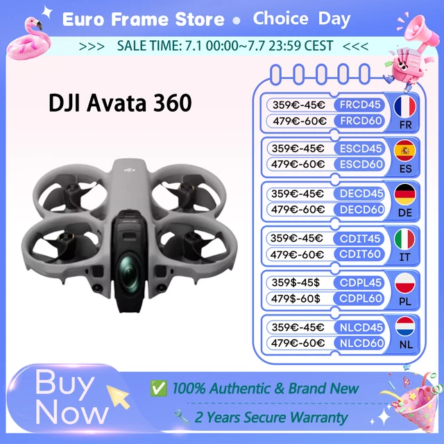 Expédition UE DJI Avata 360 360 °   Drone panoramique 8K HDR vidéo, capteur 1 pouce, évitement d'obstacles omnidirectionnel, FPV RC Drone Avata 360 1