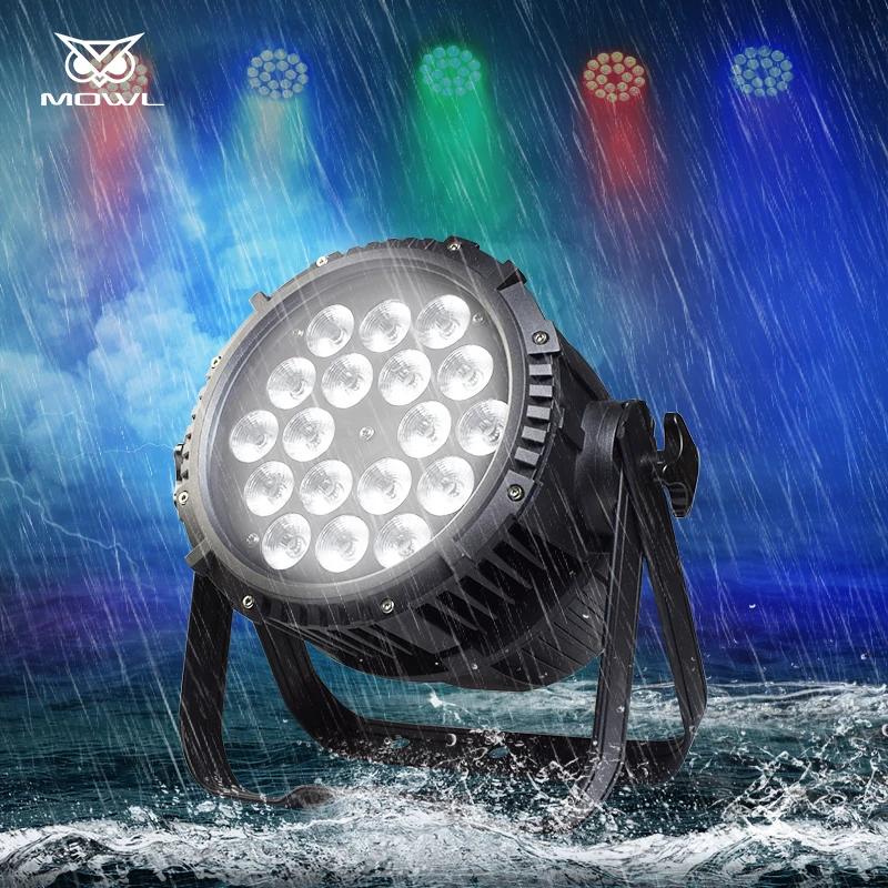 

MOWL Outdoor DMX Control 18x18w RGBWA UV 6in1 Waterproof IP65 LED Stage Par Can light