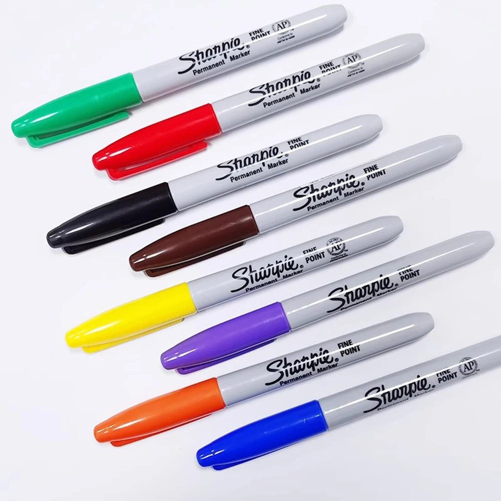 Pennarello Sharpie da 8 pezzi impermeabile, resistente allo sbiadimento, rosso ad asciugatura rapida da 1 mm, speciale penna per vernice industriale da laboratorio, cancelleria artistica - immagine 3