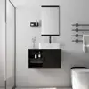 28" Floating Bathroom Vanity Cabinet with Two-Tiers Shelves Black Line Sink Kit Wall-Mounted Rectangle Ceramic Faucet Included 2
