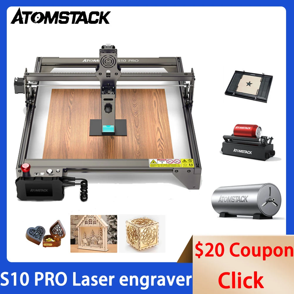 ATOMSTACK S10 PRO 150W Effect CNC Desktop Laser Engraving Machine 410x420mm Ultra-thin High-precision Fixed-Focus Cutting Device 3d printers