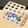 Montessori Wooden Toys Color Shape Matching Puzzle Game Box Colorful Beaded Color Cognition Educational Toys Gift For Children 5