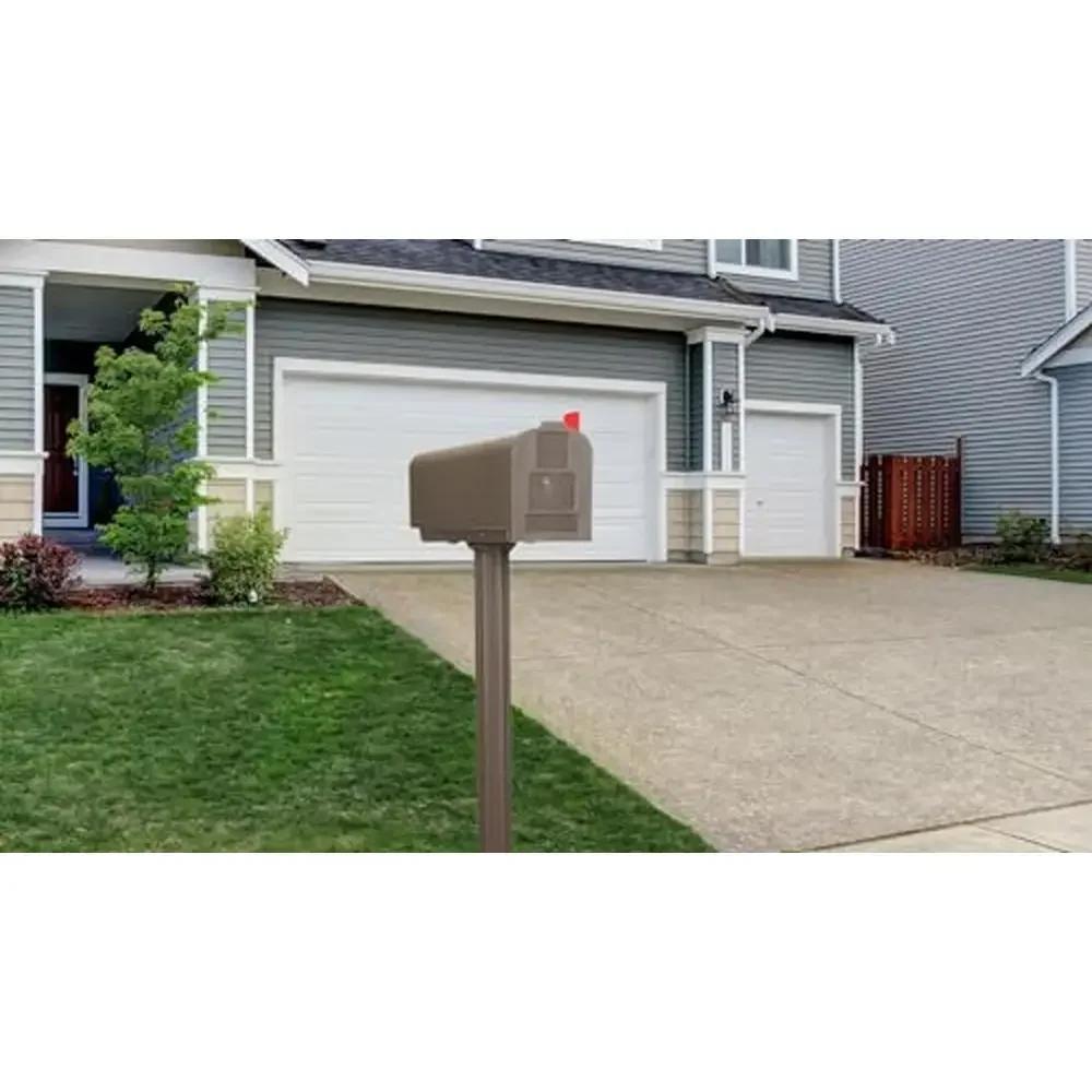 Plastic Mailbox Post Kit Medium Capacity Mocha USA-Made Easy Install