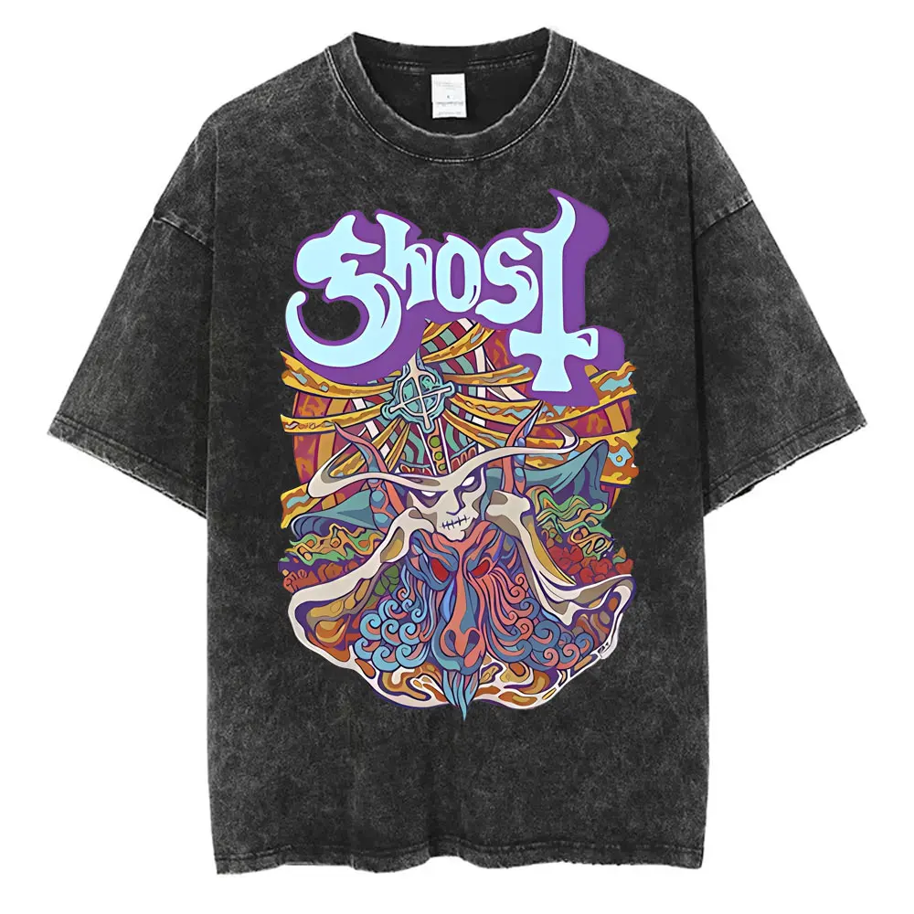 ROMWE terrible ghost Tシャツ XXL Ghost Band Graphic Tshirt Washed Vintage Skeleton Rock