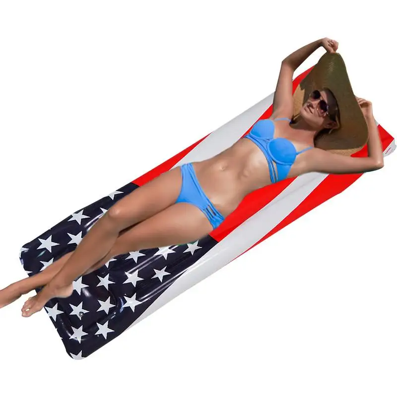 

Floats For Swimming Pool Raft Floaties Inflatable For Swimming Pool PVC 136kg Load Bearing Pool Floats With American Flag