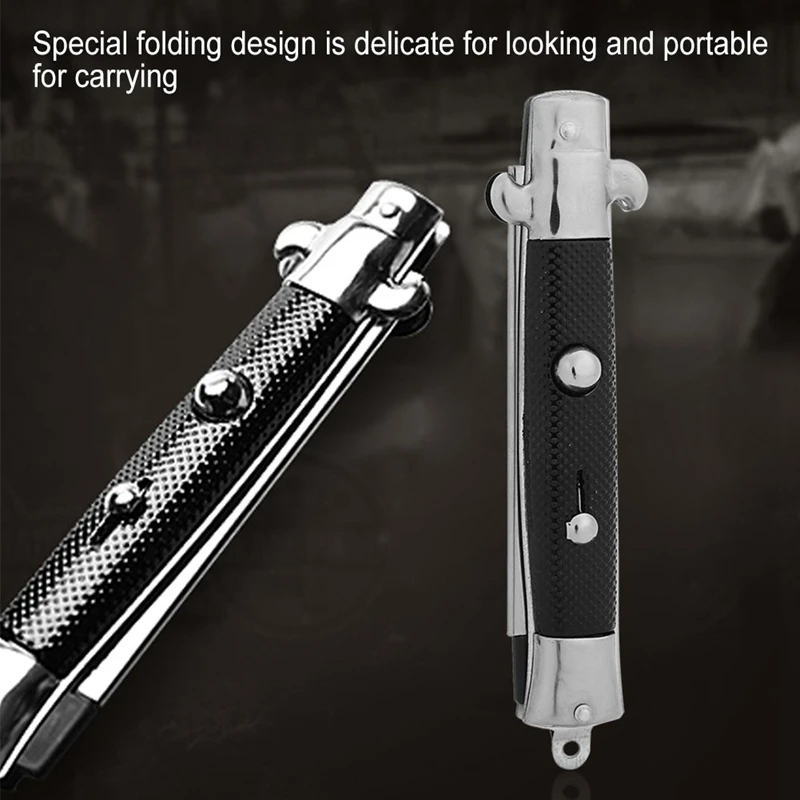 Stainless Steel Hair Folding Beard Comb Hairstyling Tools Switch Combo Pocket Long Round Handle Hair Comb 5