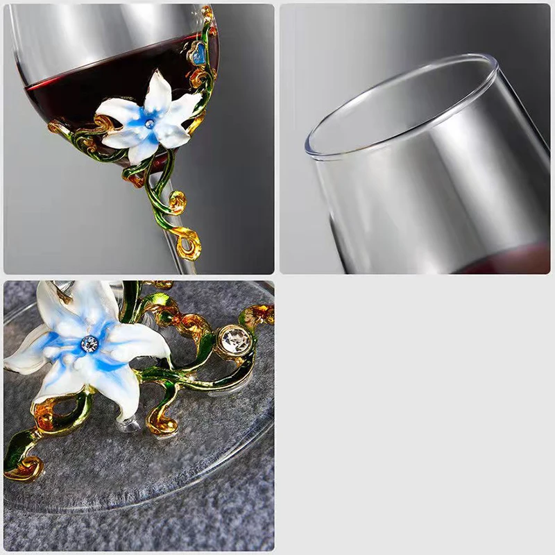 Luxury Enamel Crystal Goblet Set 6