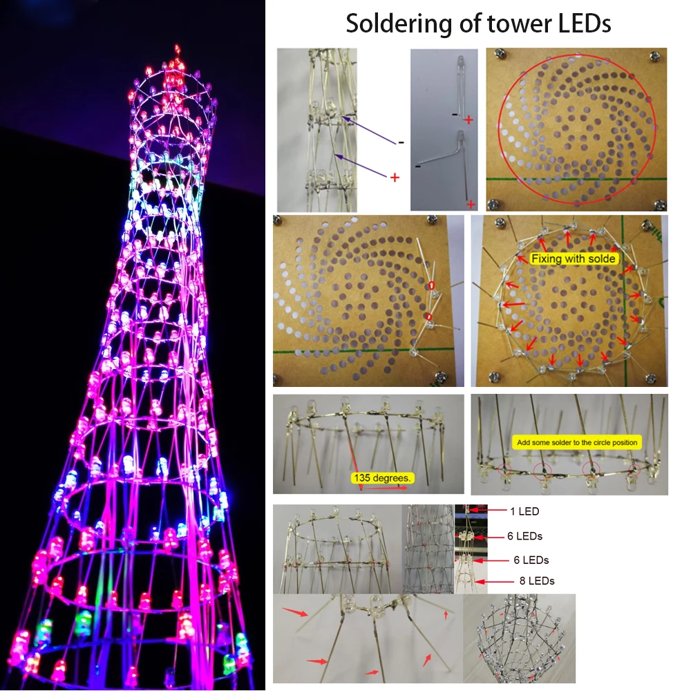 diy electronic kit Canton tower led diy soldering project bluetooth WIFI control colorful fog light flashing project(no case)