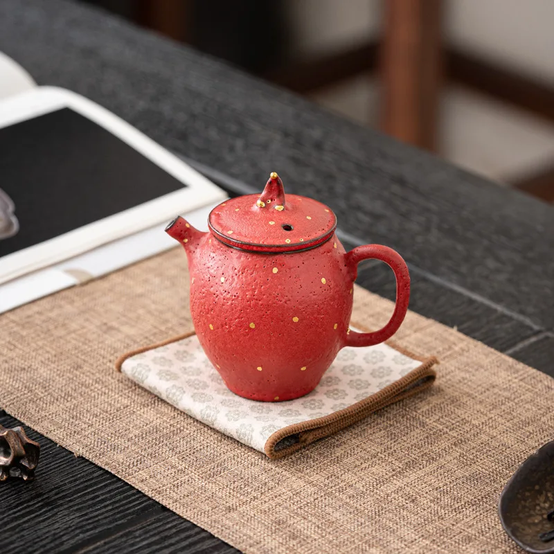 

Перммон, красная глазурь, искусственная японская НЕОБРАБОТАННАЯ керамика, чайный, домашний чайник, чайный набор, небольшой емкости, чайный инфузор, один чайник