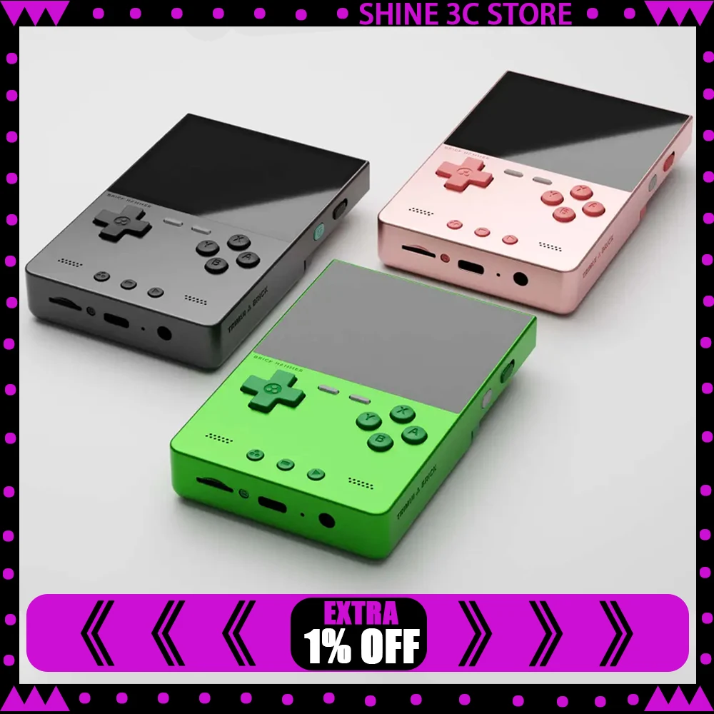 Trimui Brick Hammer Handheld Game Console, 3.2 Inch 1024x768 IPS Screen, 3000mAh Battery, Metal Construction, Open Source Retro Gaming Machine