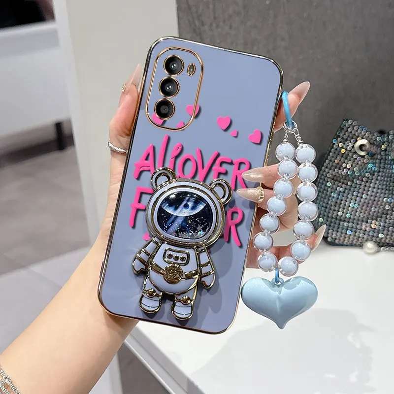 Floral Fan Phone Accessory Set: Beaded Lanyard, Stand, and Protective Case with Comfortable Grip