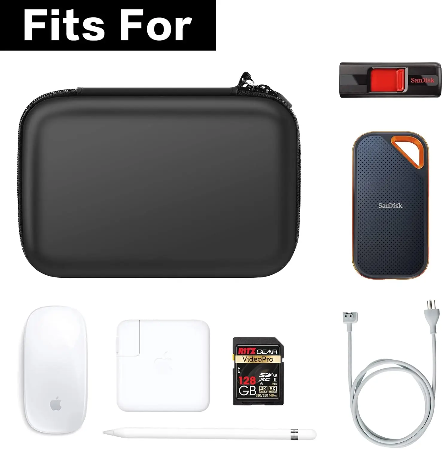 Electronics Organizer Bag for Macbook Pro Charger, for Apple Magic Mouse and Pencil, Travel Accessories Case Power Bank