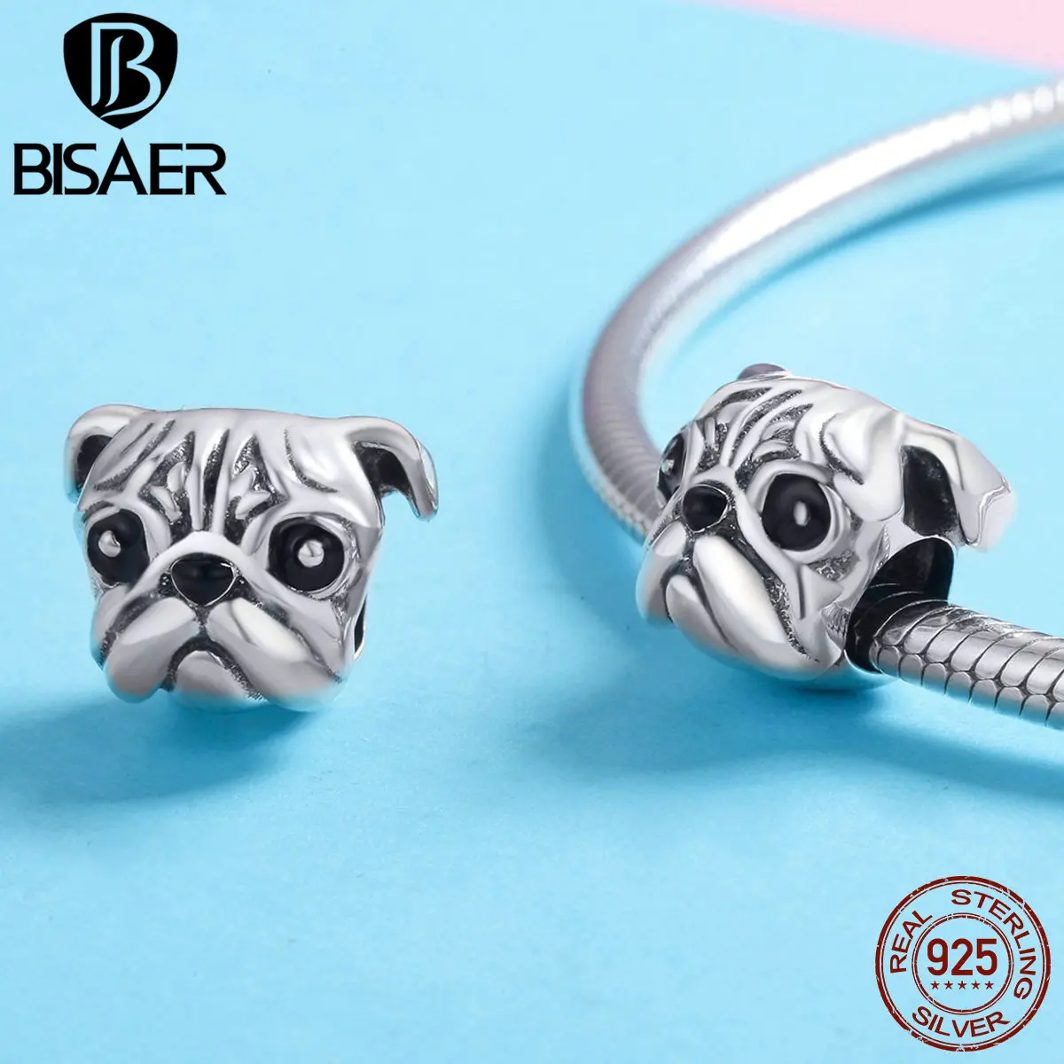 WOSTU pulsera de plata de ley 925 con diseño de Bulldog Francés para WOSTU pulsera de plata de ley 925 con diseño de Bulldog Francés para