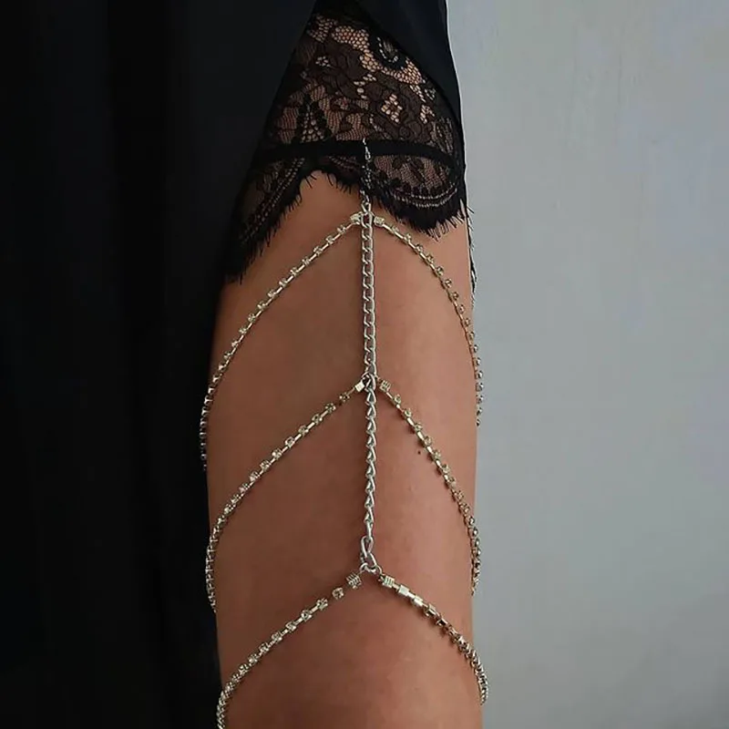 Roni Bouker Hot Sale Women's Foot Jewelry Woman High Heels Accessories Women Crystal Ankle Tassel Diamond Thigh Chain Female